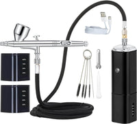 echargeable auto stop dual action air brush kit