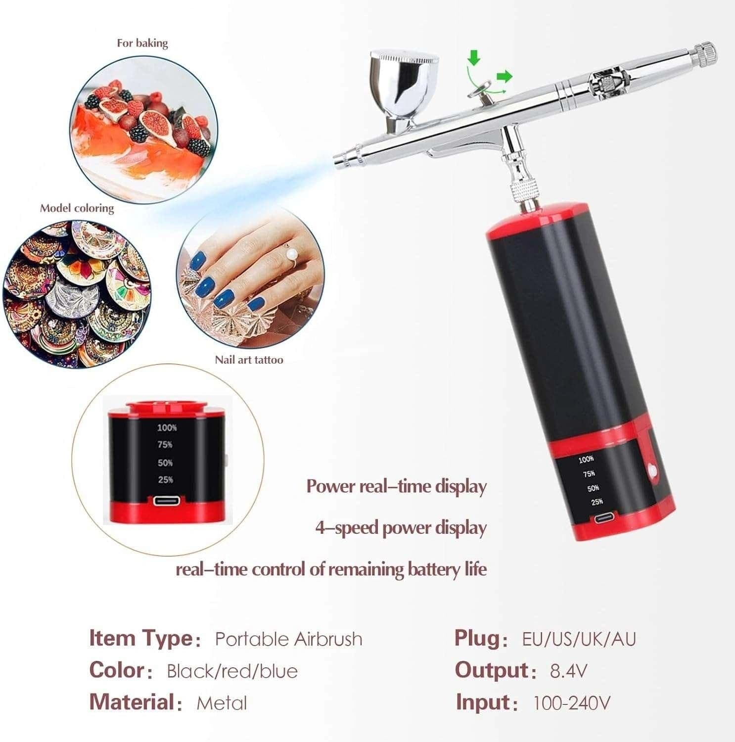 Cordless airbrush kit with replaceable battery compressor -  - I-BEAUTEE