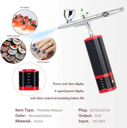 Cordless airbrush kit with replaceable battery compressor -  - I-BEAUTEE